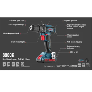 دریل پیچ گوشتی شارژی 20 ولت رونیکس مدل 8900K 101510138